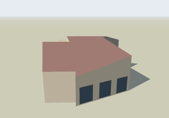 Vue 1 sur 3 de la maison, dessinée seule et simplifiée, sous un angle différent